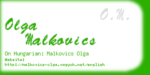 olga malkovics business card